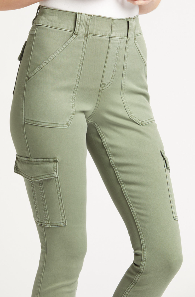 NEW Spanx Stretch Twill Ankle Cargo Pants in soft sage Size S #1177